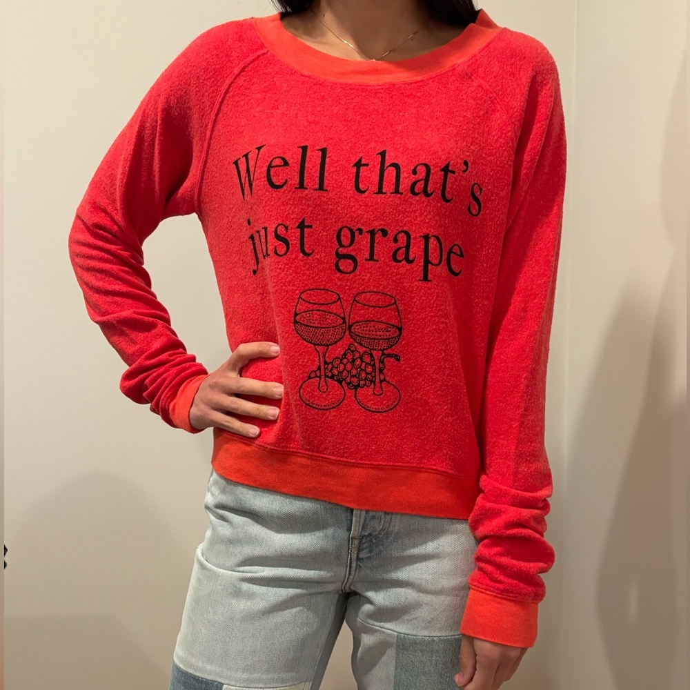 Wildfox Women’s Red/Coral 'Just Grape' Ultrasoft Sweatshirt